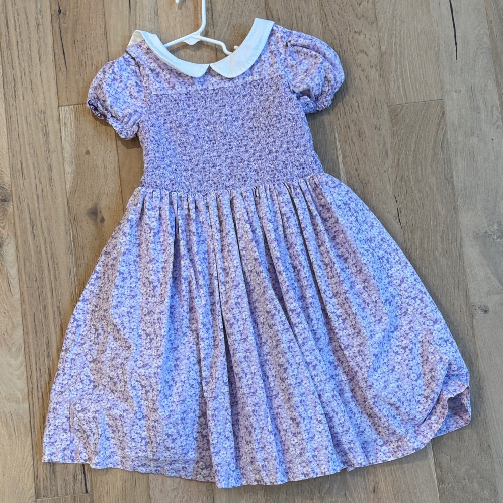 Janie and Jack Purple Floral Dress with White Collar